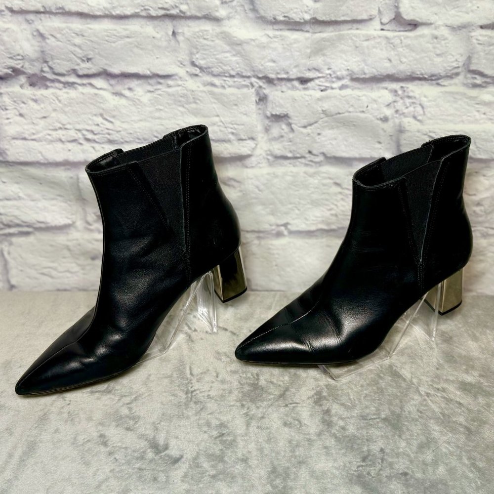 Zara Black & Silver Leather Chelsea Boots - Picture 2 of 6